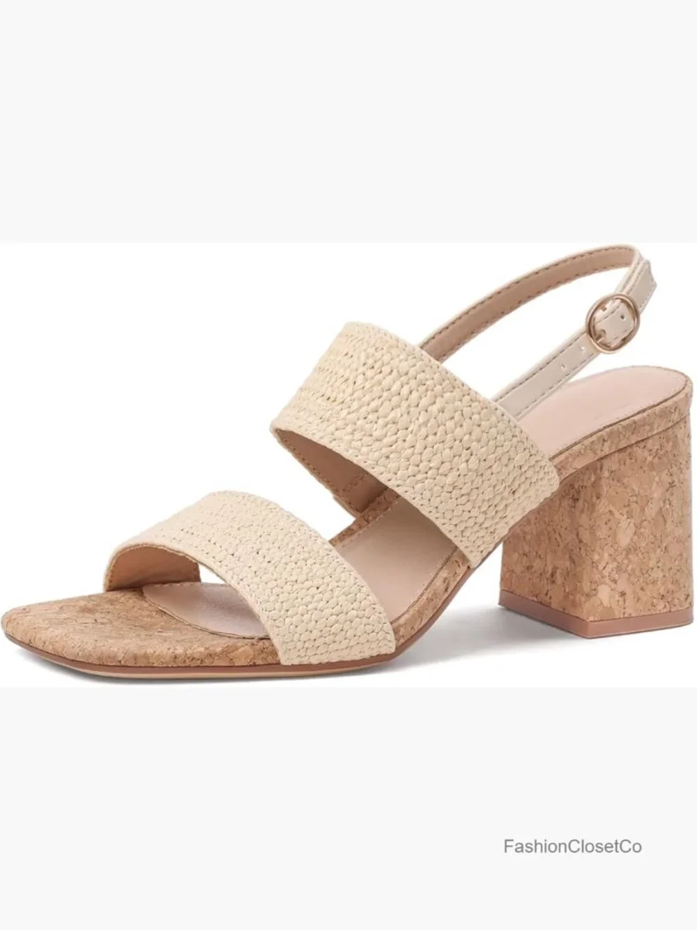 Block Chunky Heel Square Open Toe Sandals Ankle Strap Casual Dress Shoes